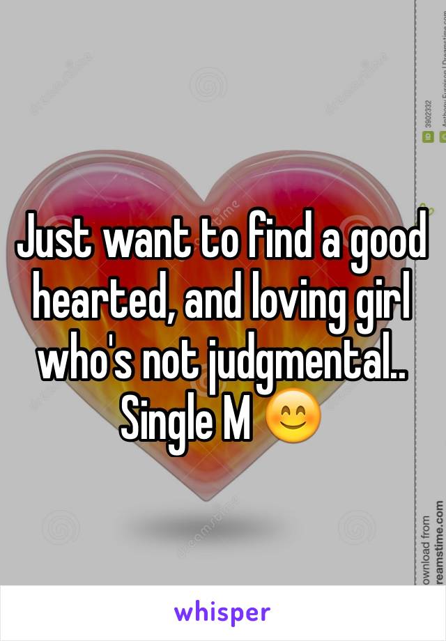 Just want to find a good  hearted, and loving girl who's not judgmental..  
Single M 😊