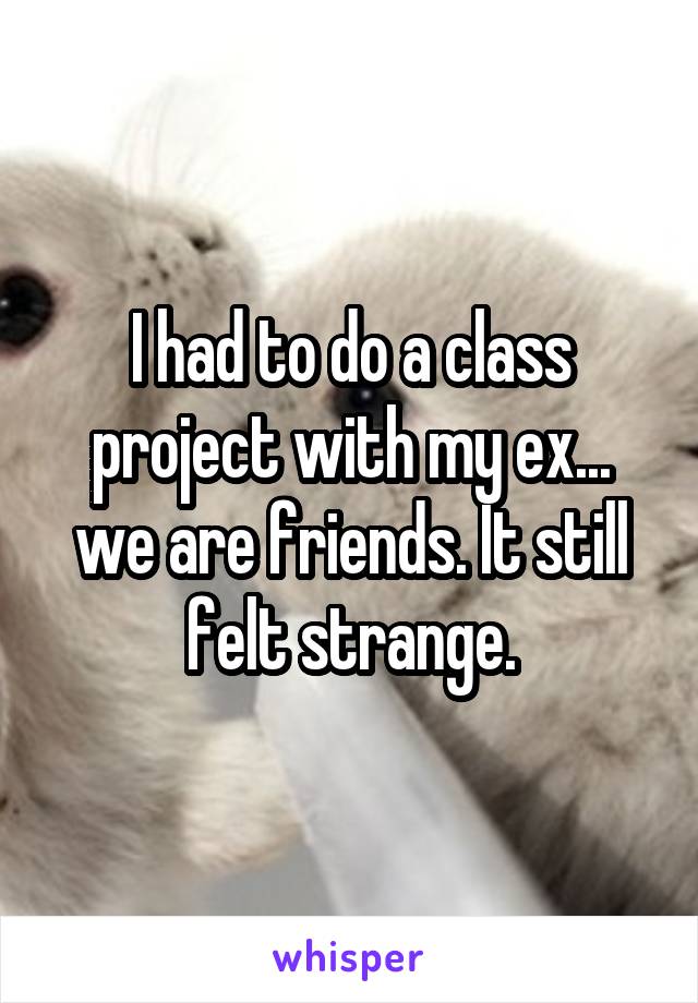 I had to do a class project with my ex... we are friends. It still felt strange.