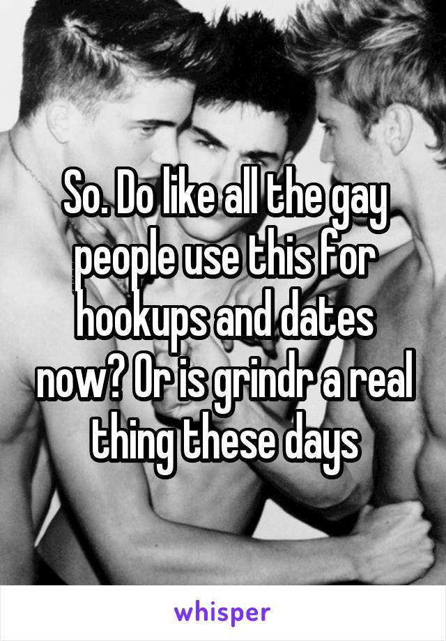 So. Do like all the gay people use this for hookups and dates now? Or is grindr a real thing these days