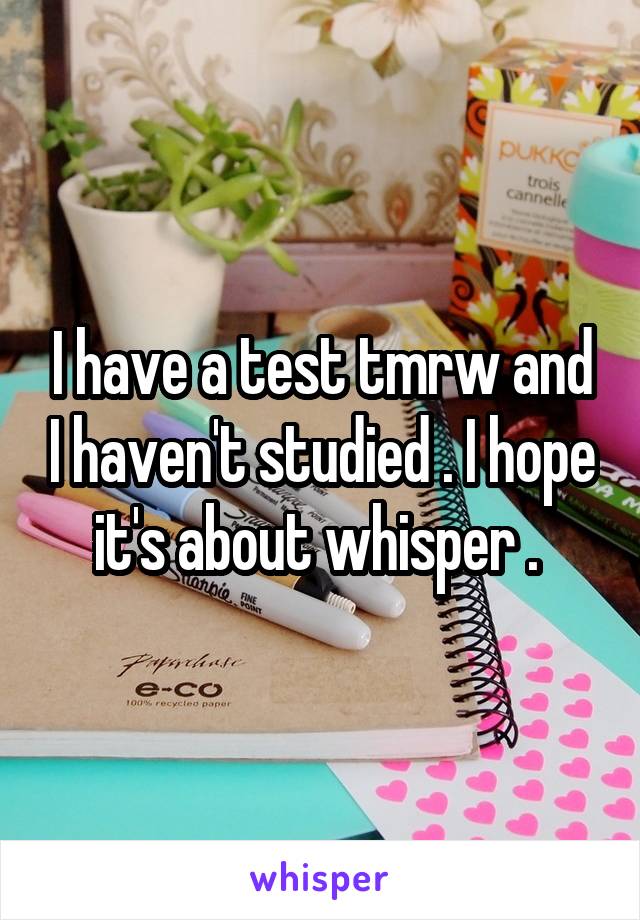 I have a test tmrw and I haven't studied . I hope it's about whisper . 