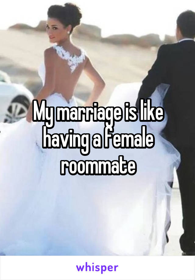 My marriage is like having a female roommate