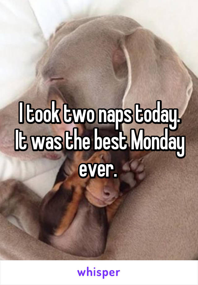 I took two naps today. It was the best Monday ever. 