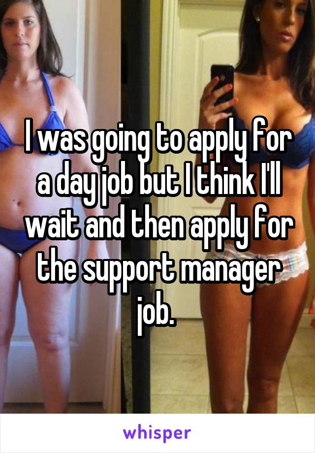 I was going to apply for a day job but I think I'll wait and then apply for the support manager job. 