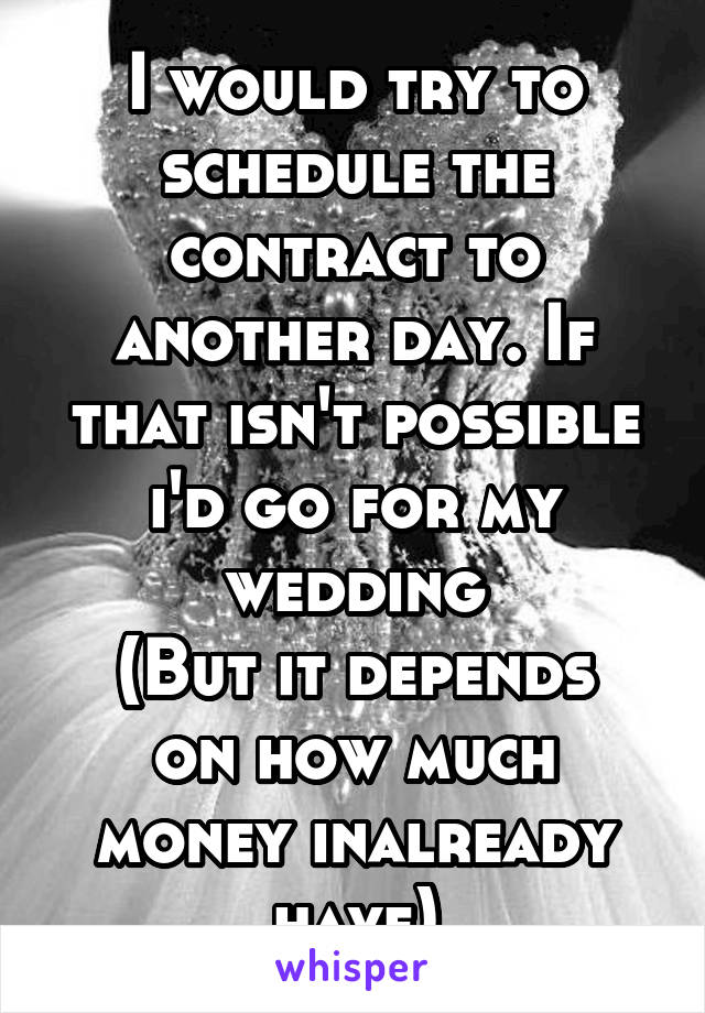 I would try to schedule the contract to another day. If that isn't possible i'd go for my wedding
(But it depends on how much money inalready have)