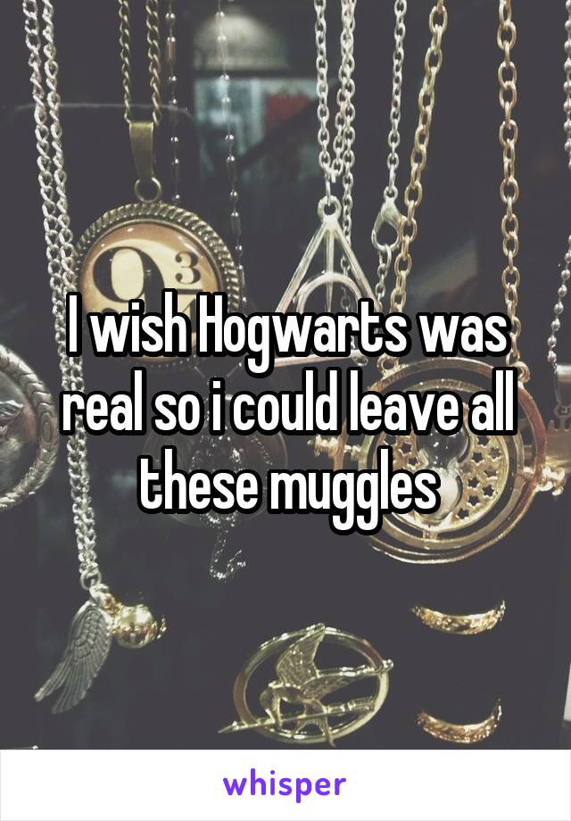 I wish Hogwarts was real so i could leave all these muggles