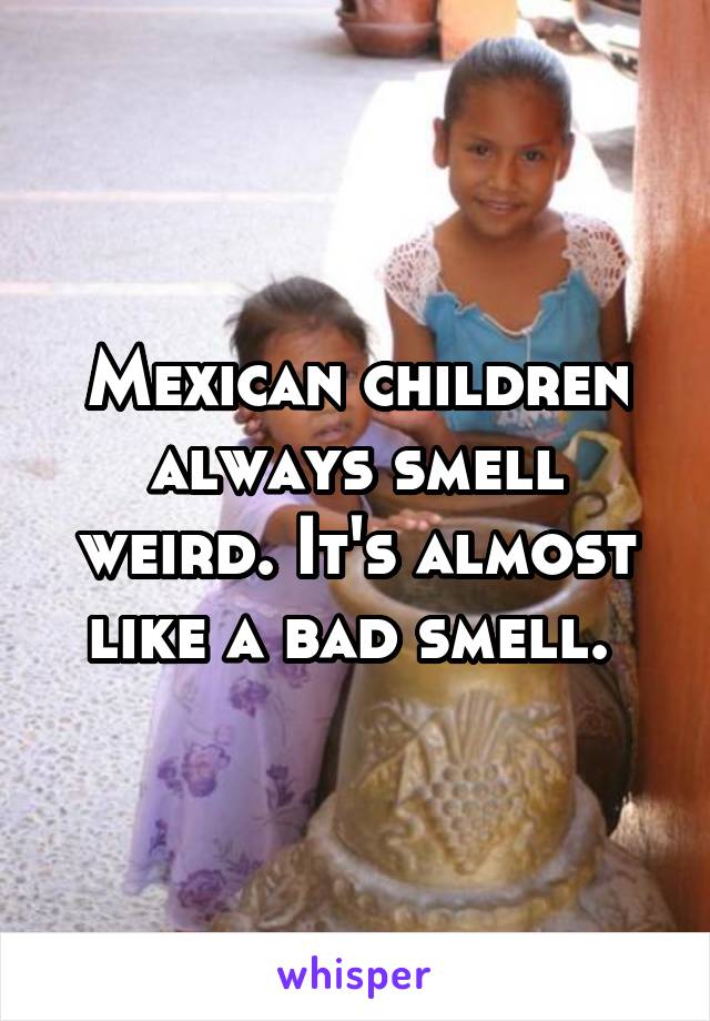 Mexican children always smell weird. It's almost like a bad smell. 