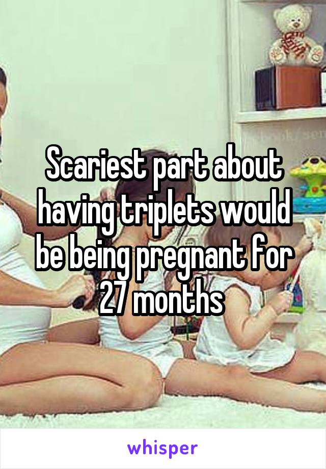 Scariest part about having triplets would be being pregnant for 27 months 