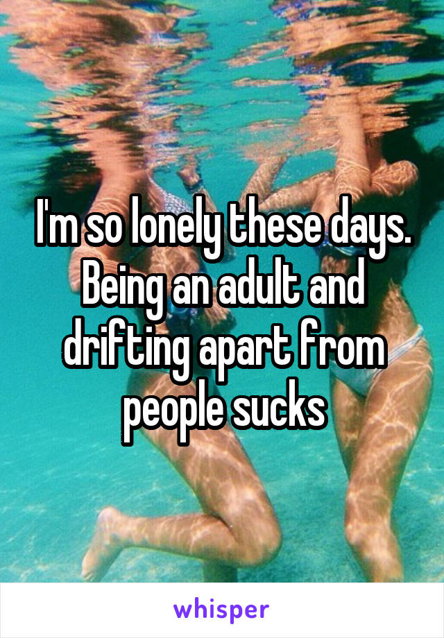 I'm so lonely these days. Being an adult and drifting apart from people sucks