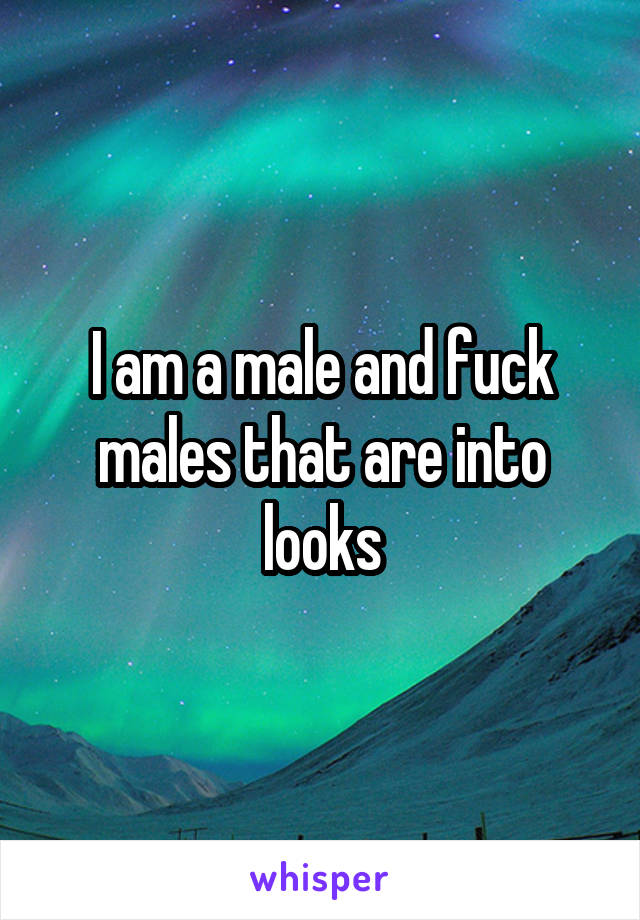 I am a male and fuck males that are into looks