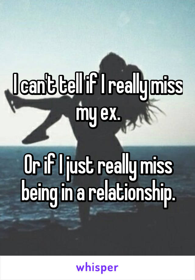 I can't tell if I really miss my ex.

Or if I just really miss being in a relationship.