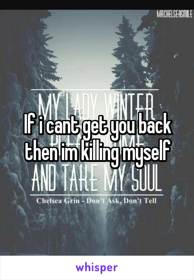 If i cant get you back then im killing myself