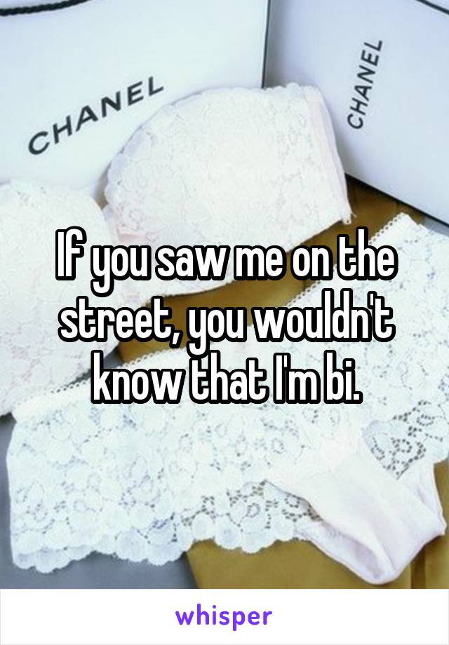 If you saw me on the street, you wouldn't know that I'm bi.