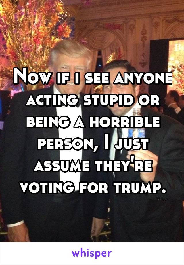 Now if i see anyone acting stupid or being a horrible person, I just assume they're voting for trump.