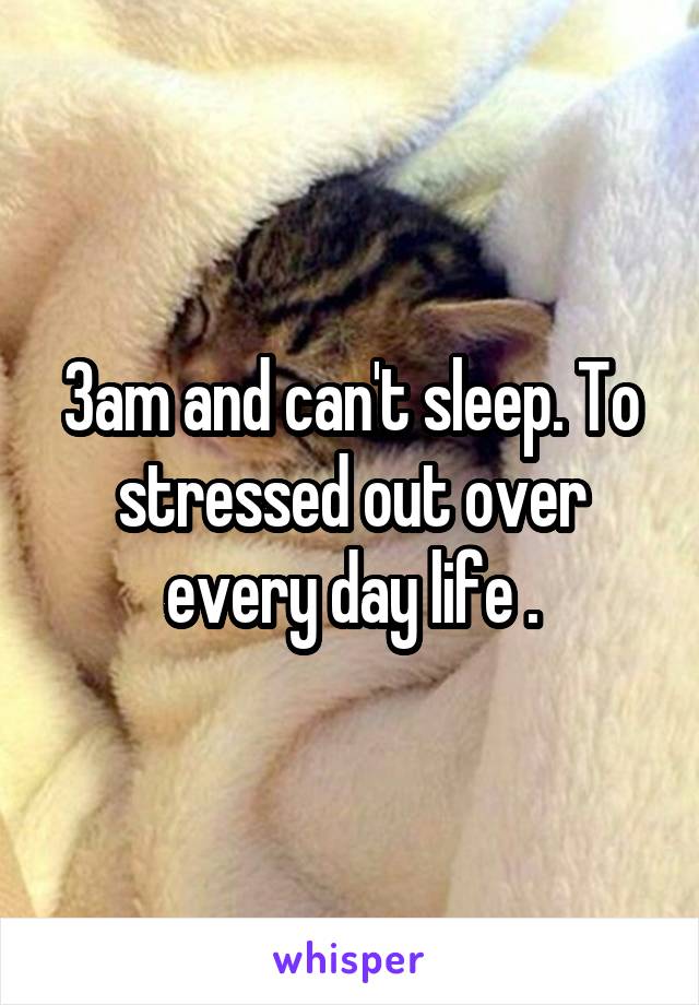 3am and can't sleep. To stressed out over every day life .