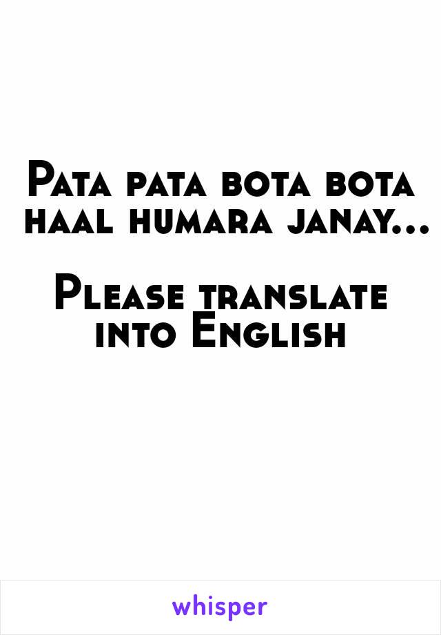 Pata pata bota bota haal humara janay...

Please translate into English 