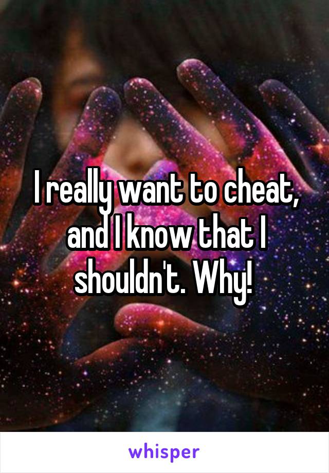 I really want to cheat, and I know that I shouldn't. Why! 