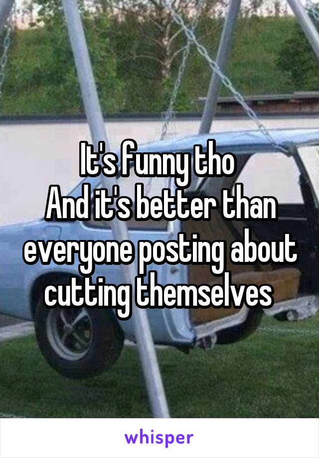 It's funny tho 
And it's better than everyone posting about cutting themselves 