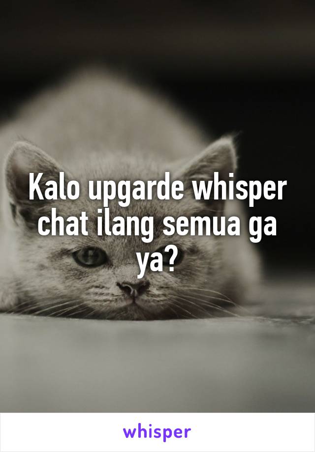 Kalo upgarde whisper chat ilang semua ga ya?