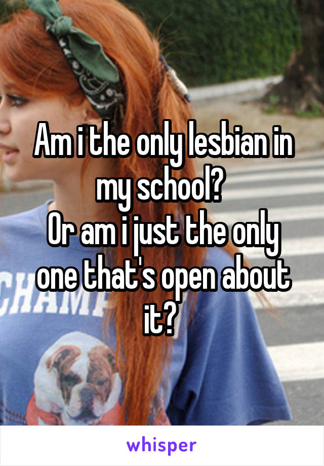 Am i the only lesbian in my school? 
Or am i just the only one that's open about it? 