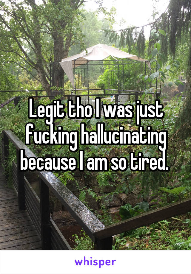 Legit tho I was just fucking hallucinating because I am so tired. 