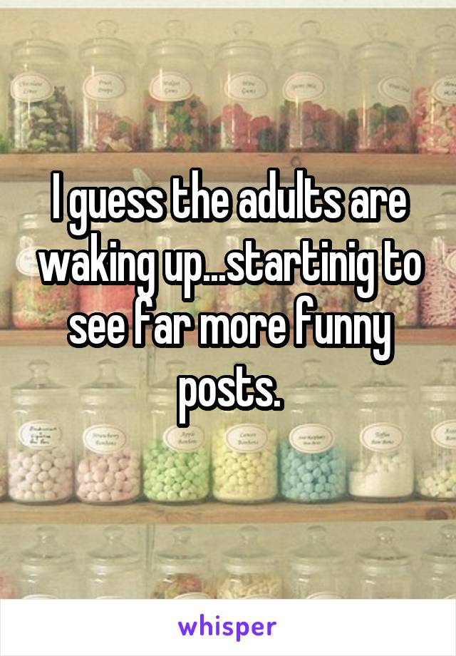 I guess the adults are waking up...startinig to see far more funny posts.
