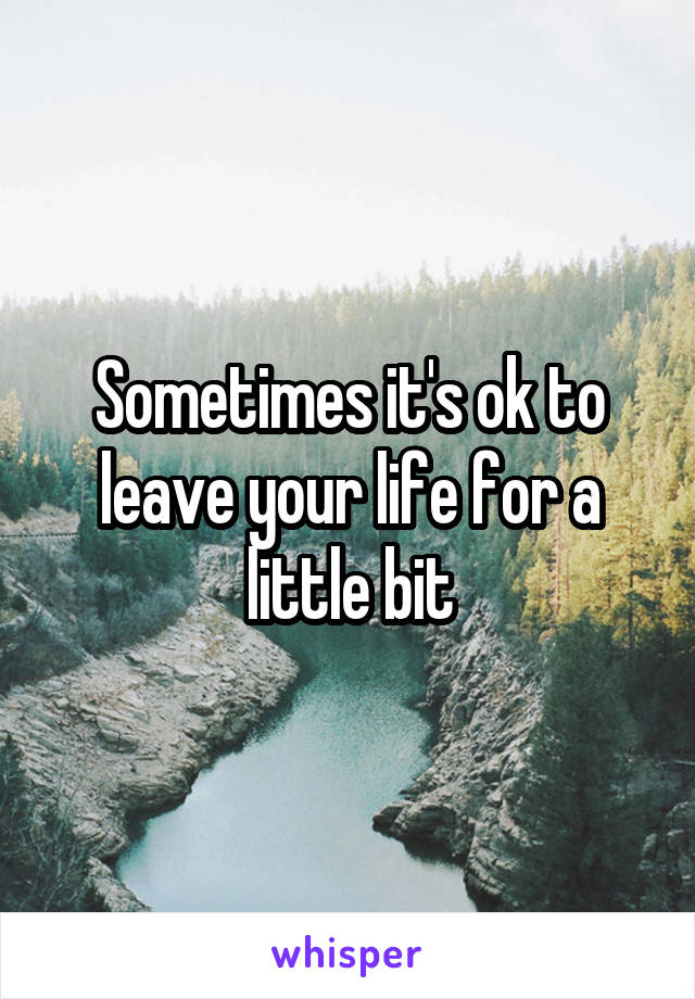 Sometimes it's ok to leave your life for a little bit