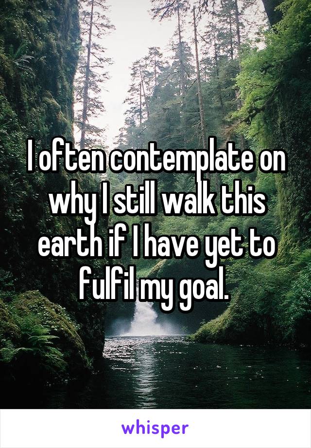 I often contemplate on why I still walk this earth if I have yet to fulfil my goal. 