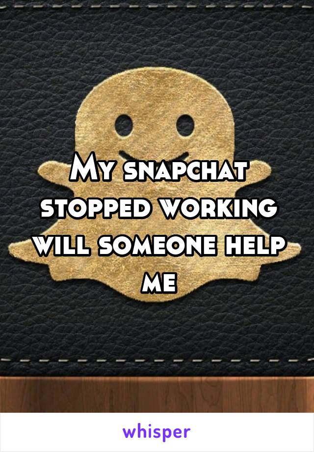 My snapchat stopped working will someone help me