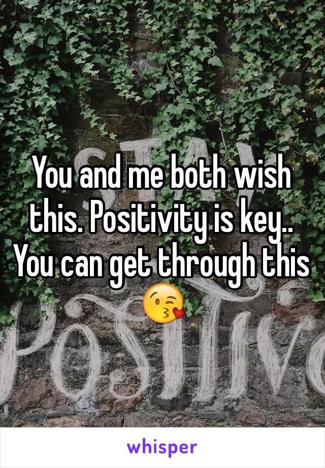 You and me both wish this. Positivity is key.. You can get through this 😘