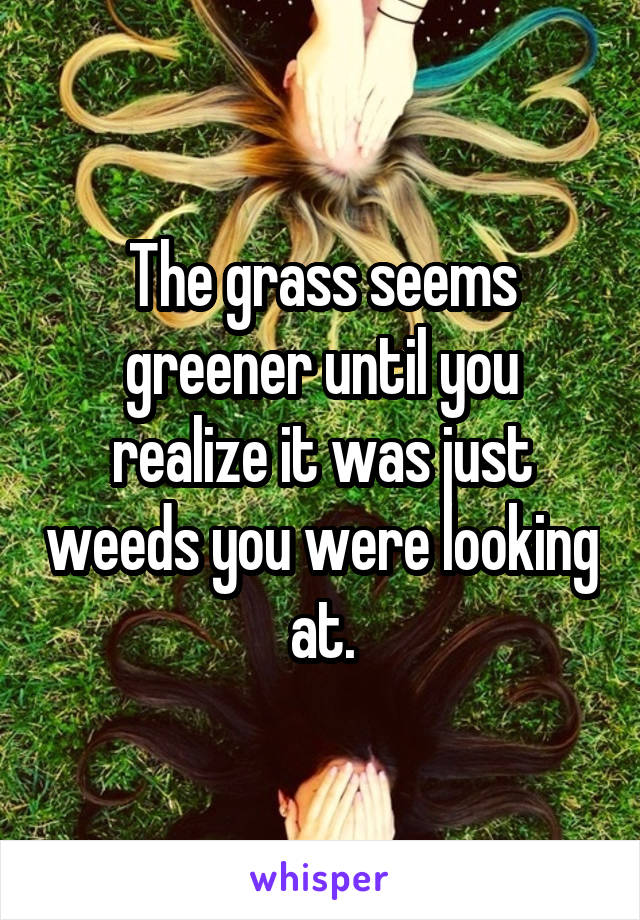 The grass seems greener until you realize it was just weeds you were looking at.