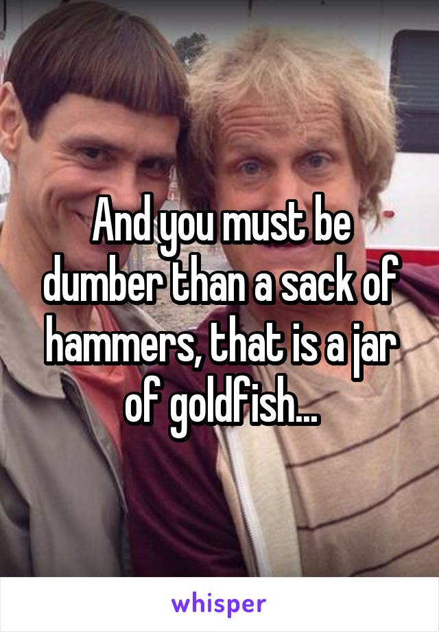 And you must be dumber than a sack of hammers, that is a jar of goldfish...