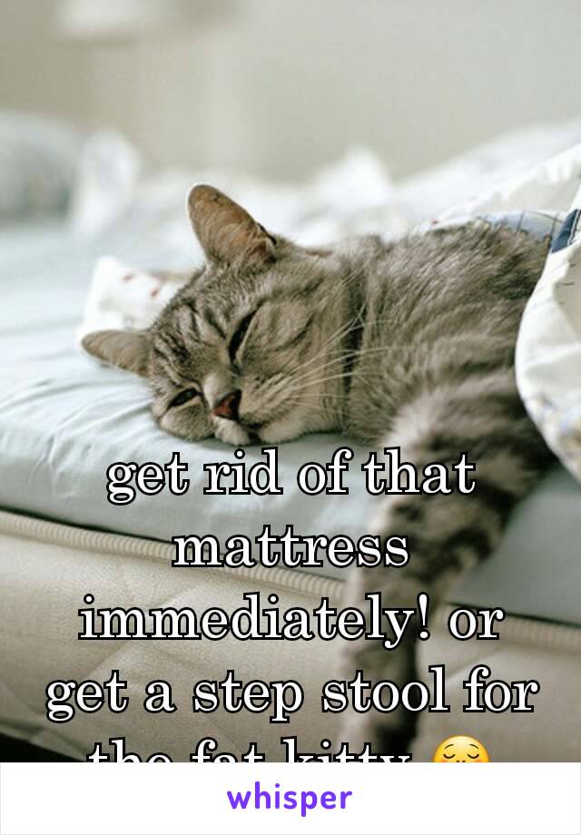 get rid of that mattress immediately! or get a step stool for the fat kitty 😋