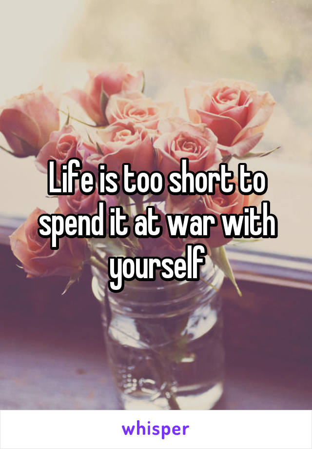 Life is too short to spend it at war with yourself