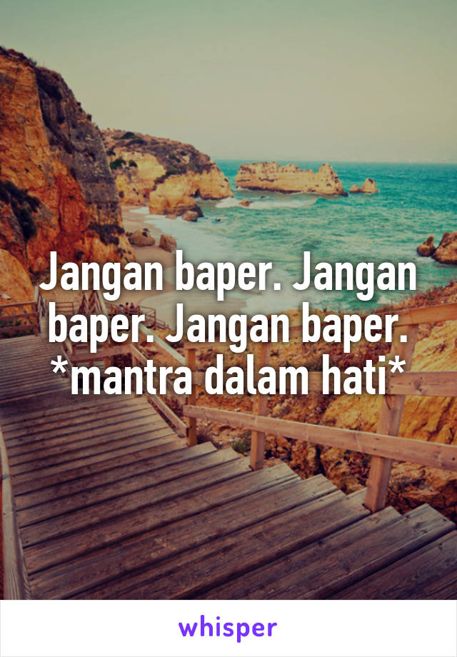 Jangan baper. Jangan baper. Jangan baper.
*mantra dalam hati*