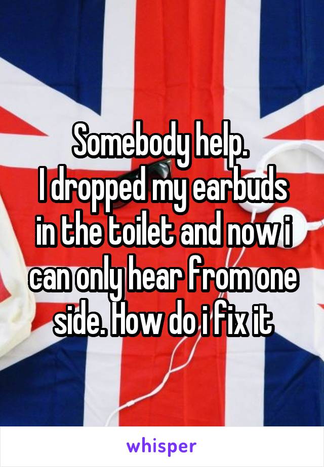 Somebody help. 
I dropped my earbuds in the toilet and now i can only hear from one side. How do i fix it