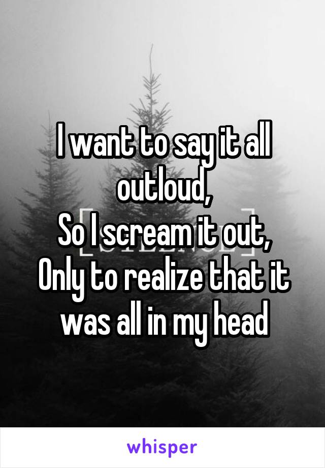 I want to say it all outloud,
So I scream it out,
Only to realize that it was all in my head