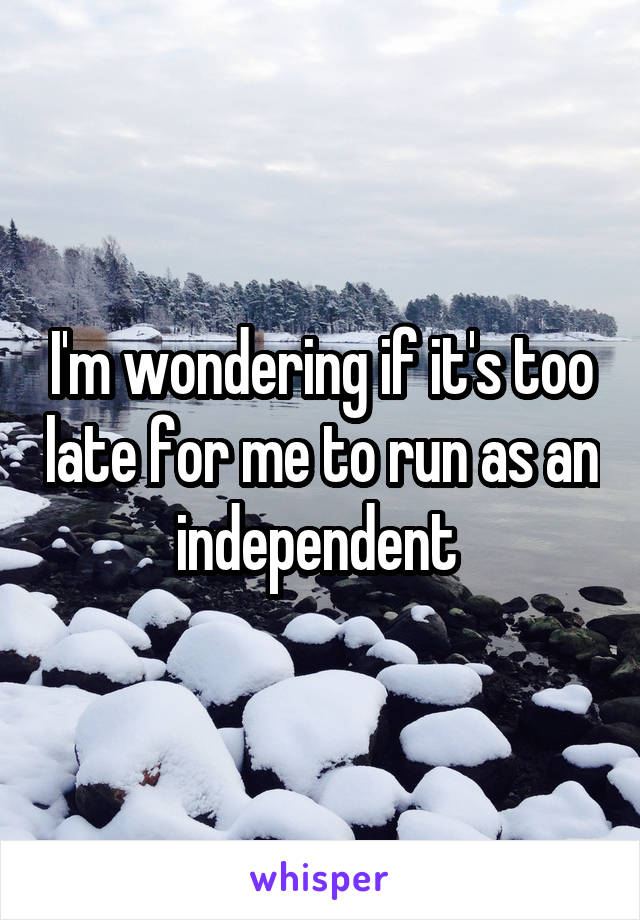 I'm wondering if it's too late for me to run as an independent 