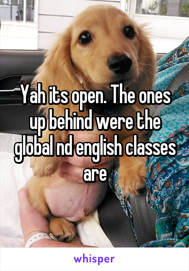 Yah its open. The ones up behind were the global nd english classes are