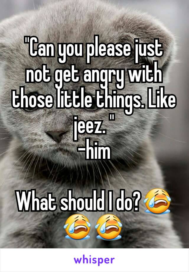 "Can you please just not get angry with those little things. Like jeez. "
-him

What should I do?😭😭😭 