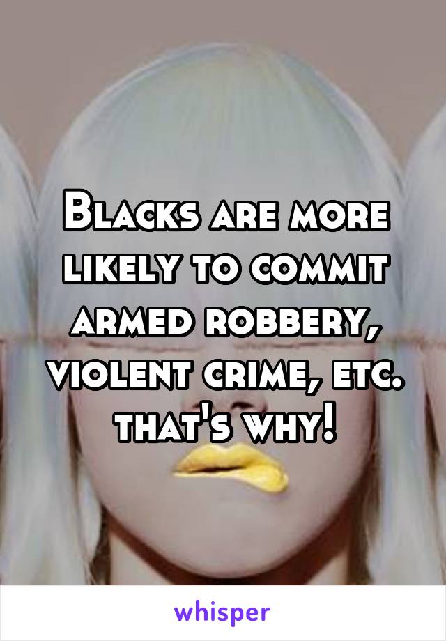 Blacks are more likely to commit armed robbery, violent crime, etc. that's why!