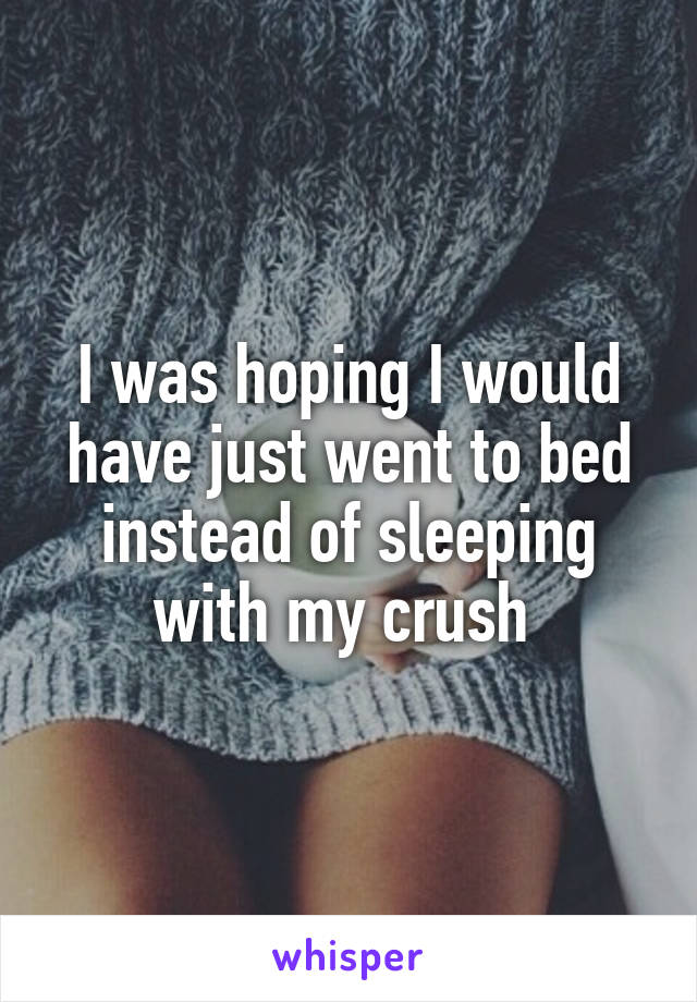 I was hoping I would have just went to bed instead of sleeping with my crush 