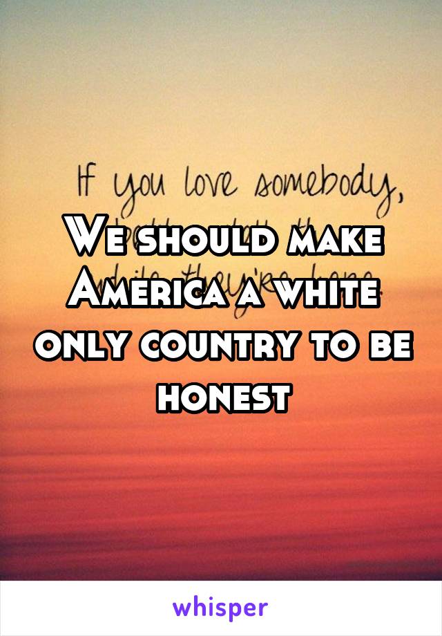 We should make America a white only country to be honest