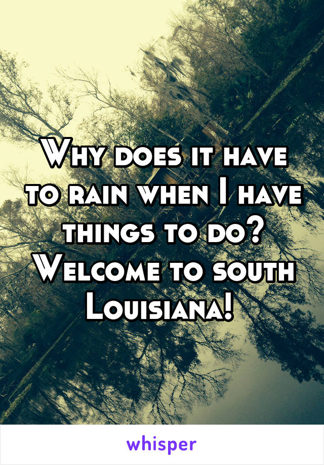 Why does it have to rain when I have things to do? Welcome to south Louisiana! 