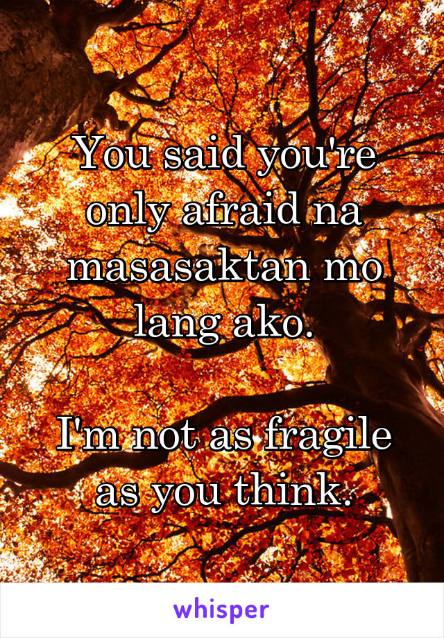 You said you're only afraid na masasaktan mo lang ako.

I'm not as fragile as you think.