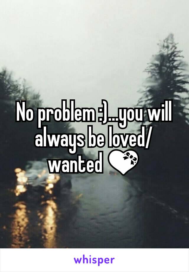 No problem :)...you will always be loved/wanted 💝