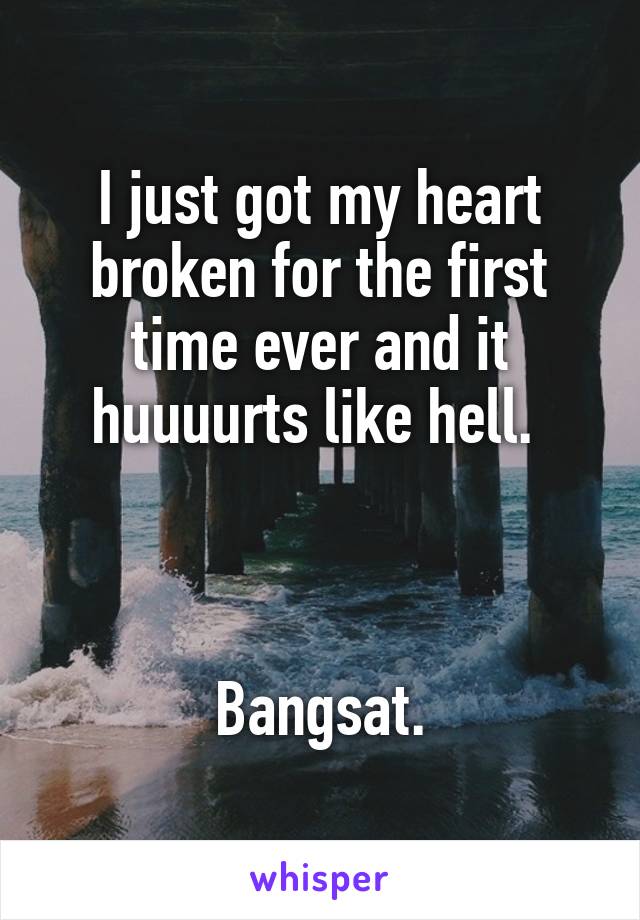 I just got my heart broken for the first time ever and it huuuurts like hell. 



Bangsat.