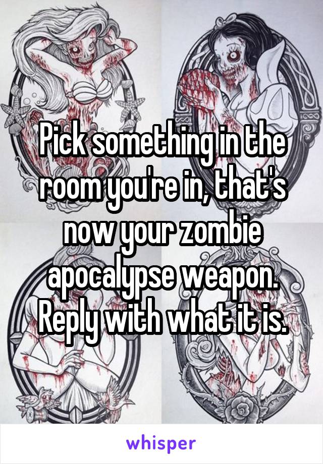 Pick something in the room you're in, that's now your zombie apocalypse weapon. Reply with what it is.