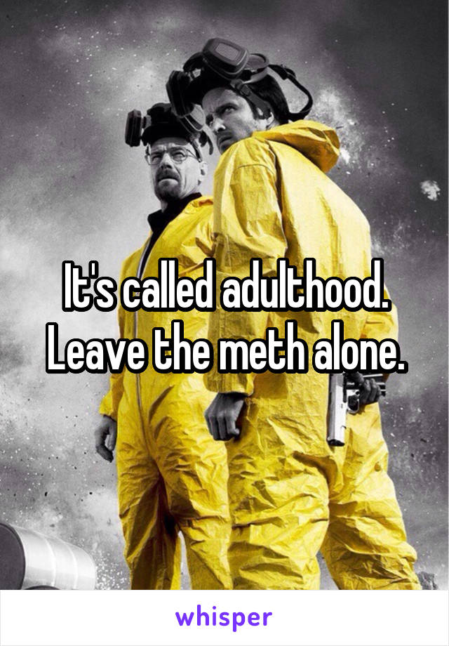 It's called adulthood. Leave the meth alone.