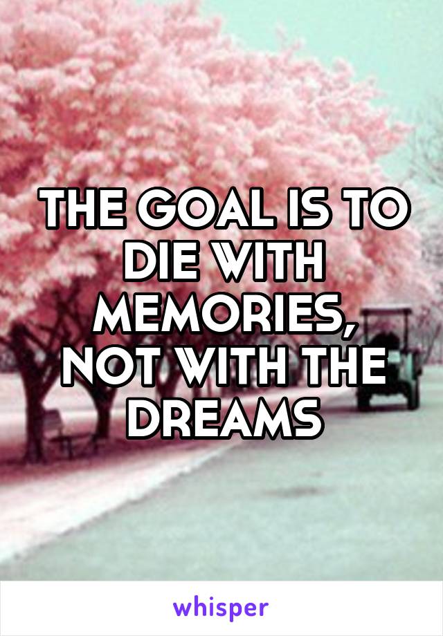 THE GOAL IS TO DIE WITH MEMORIES,
NOT WITH THE DREAMS