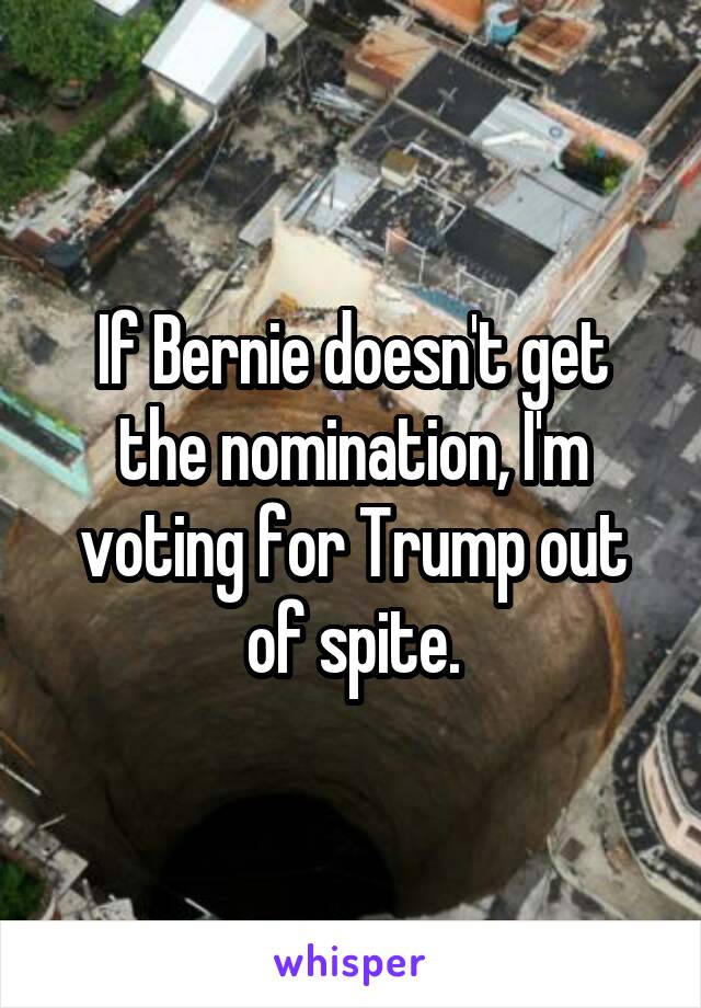 If Bernie doesn't get the nomination, I'm voting for Trump out of spite.